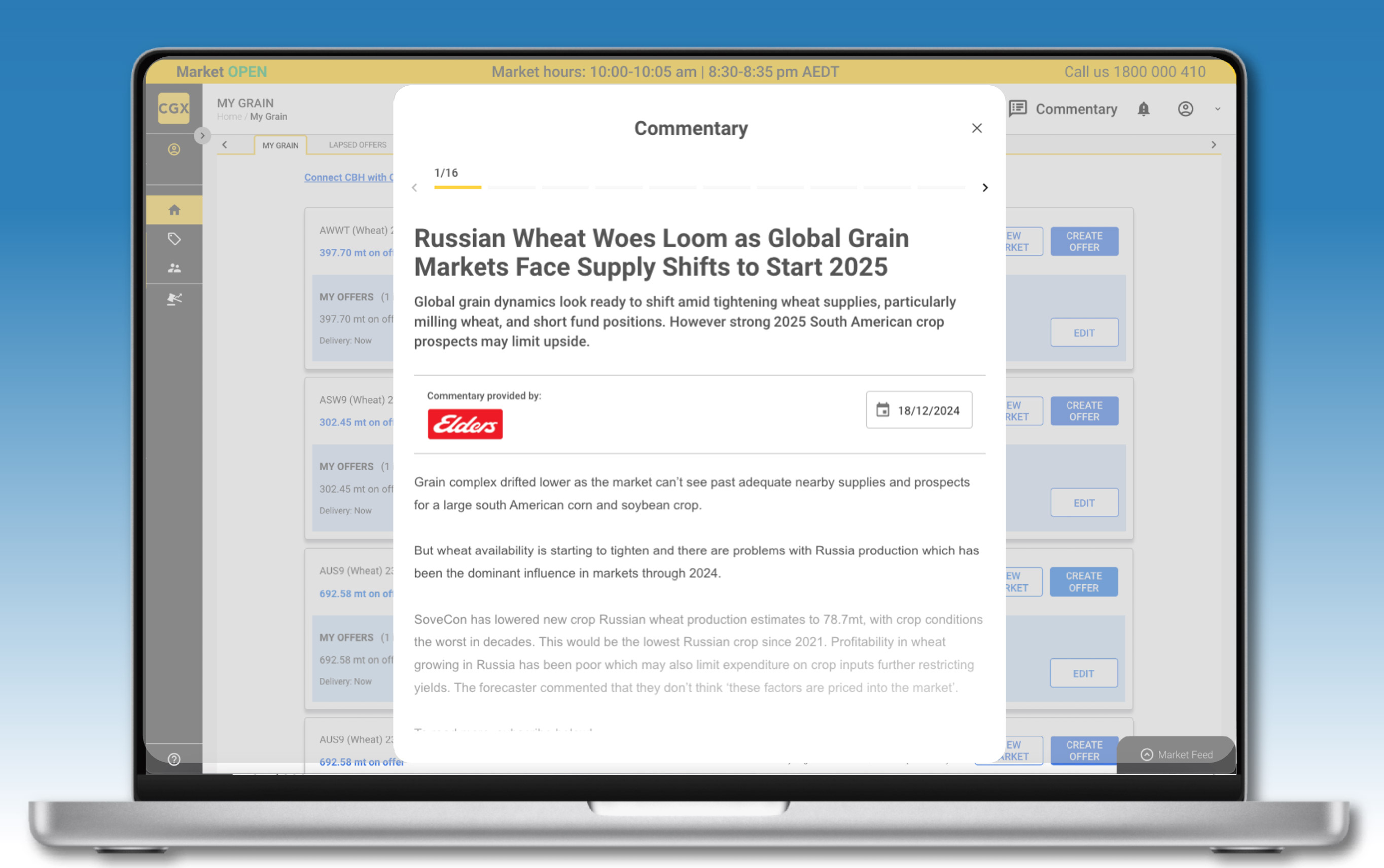 Market commentary in your CGX account