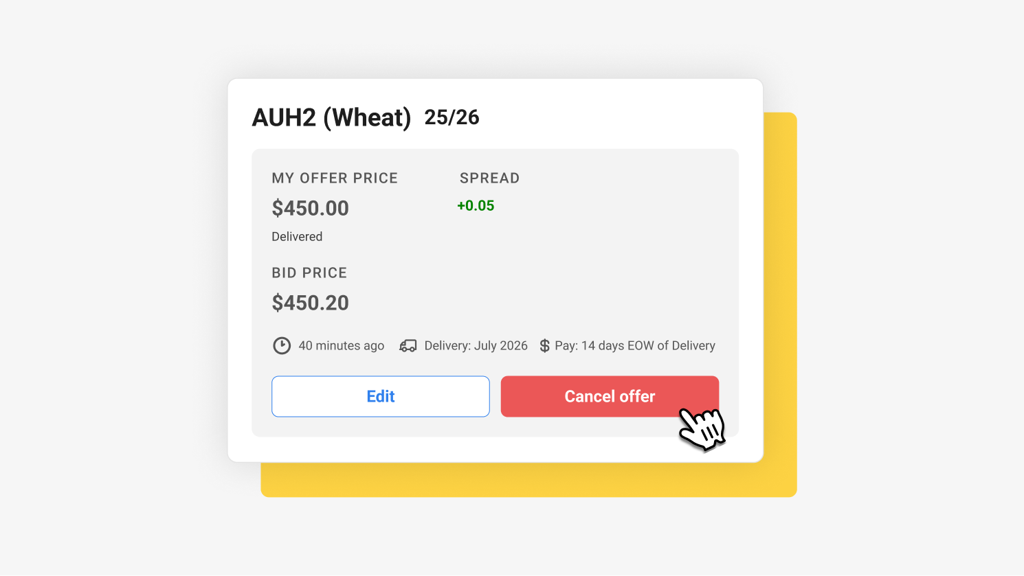 Edit or Cancel your offers on Clear Grain Exchange